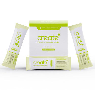 Create Single Serve Creatine Monohydrate Powder 5g Creapure Creatine | Redefining Strength Energy & Recovery | Sugar-Free Vegan Non-GMO | Lemon/Lime | 30 Packets