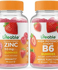 Lifeable Zinc 50Mg + Vitamin B6 Gummies Bundle Great Tasting Vitamin Supplement Gluten Gmo Chewable Gummy