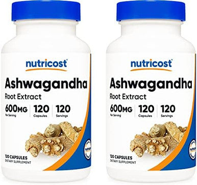 Nutricost Ashwagandha Herbal Supplement 600Mg 120 Capsules Ashwagandha Root (2 Bottles)