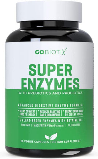Super Enzymes Supplement 15 Vegan PlantBased Digestive Enzymes with Prebiotics Probiotics Bioperine Supports Gut Health Gluten Digestion Lactose Absorption Leaky Gut 60 Veggie Capsules