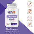 L-Theanine 200mg with Patented and Clinically Studied Suntheanine (60 Vegetarian Capsules) No Stearates - No Flow Agents