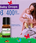 Wellements Baby Organic Vitamin D Drops for Infants and Toddlers (90Day Supply) Certified Newborn+ Liquid Vitamin D3 Drops Support Healthy Growth and Bone Development 400 IU per Drop (1 Drop Daily)
