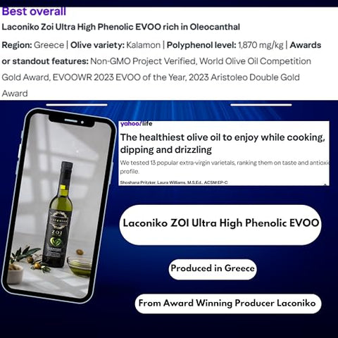 Laconiko ZOI Ultra High Phenolic Extra Virgin Olive Oil | NEW September 2025 Harvest! | 1397 MG/KG Polyphenols | Rich in OLEOCANTHAL 1000 MG/KG | LIMITED QUANTITY | 2024 GOLD MEDAL NYIOOC | 12.68 OZ (375ML)