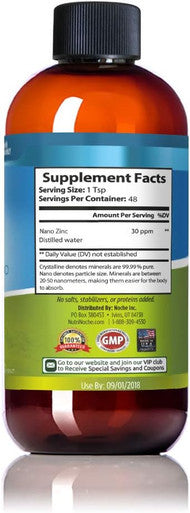 Nutrinoche Pure Crystalline Liquid Zinc Supplement - 30 Ppm - Colloidal Minerals