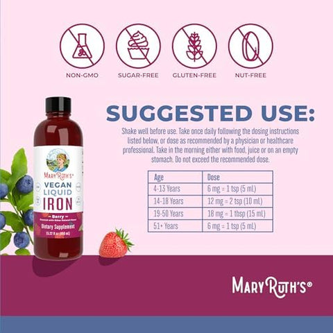 MaryruthS WomenS Multivitamin + Hair Growth Liposomal (Peach) and Iron Liquid (Berry) Clean Label Project Verifieda' Supplements For Beauty Immunity and Overall Health Vegan NonGmo GlutenFree