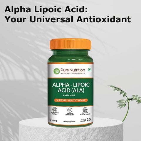Pure Nutrition Alpha Lipoic Acid 600Mg Vitamin E 120 Caps Powerful Antioxidant To Support Nerve & Heart Health . Non-Gmo