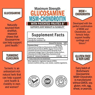 Turmeric Curcumin With Black Pepper Extract 1500Mg Complex (1 Month Supply) Plus Glucosamine Chondroitin Msm Triple Strength Joint Support Supplement (1 Month Supply)