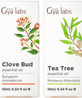 Gya Labs Clove Bud & Tea Tree Essential Oil Set - Aromatherapy Grade Essential Oils Set - 2X0.34 Fl Oz - Gya Labs