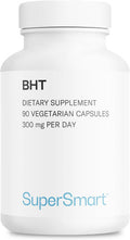 Supers Mart Bht 300 Mg Per Day Butylated Hydroxytoluene Powerful Antioxidant and Immune Support Anti Aging Supplement Non Gmo and Gluten Free 90 Vegetarian Capsules