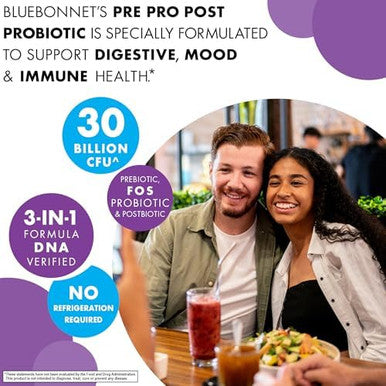 Bluebonnet Nutrition Pre Pro Post Probiotic 30 Billion Cfu Shelf Stable ÃƒÂ¢Ã¢â€šÂ¬Ã¢â‚¬Å“ For Women & Men Digestion Gut Mood Immune Of Dairy Gluten & Soy Nongmo 30 Vegetable Capsules 30 Servings