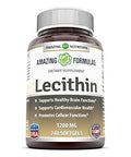 Amazing Formulas Lecithin Dietary Supplement 1200 Mg High Potency Lecithin Softgels (Non Gmo,Gluten Free) -Promotes Brain & Cardiovascular Health Aids In Cellular Activities 240 Softgels
