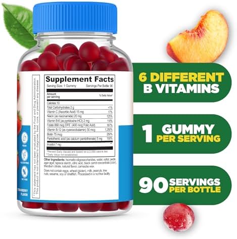 Lifeable Sugar Vitamin B Complex Gummies Bcomplex With Vitamin C Great Tasting Vit B Complex Vitamins Energy And Nerve Support B Vitamins Complex For Women Men Adults 90 Gummies