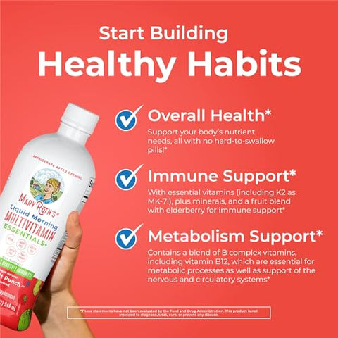 Maryruth'S Maryruth Organics Liquid Morning Multivitamin (Fruit Punch) & Iron Liquid (Berry) Clean Label Project Verified Vitamins For Energy Immunity & Overall Health Vegan Non-Gmo Gluten Free