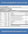 For Men, All Natural, Multivitamin, Multimineral, And Antioxidant, With 24 Fruits And Vegetables 1 Month Supply.