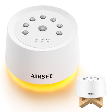 Airsee White Noise Sound Machine For Baby Adults 31 Soothing Sounds 2000Mah Battery 4-Level Night Light Sound Machine Timer & Memory Function 32 Volume Levels Sleep Machines For Home Office Travel