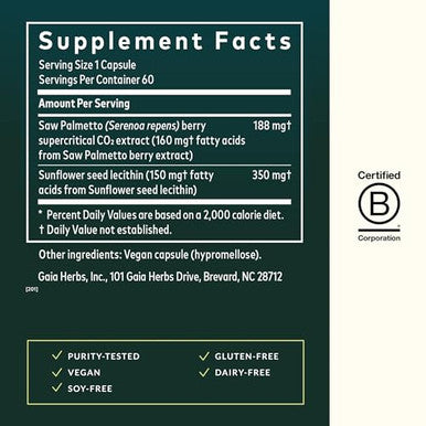 Gaia Herbs Saw Palmetto 60 Servings