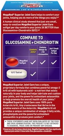 Megared Omega3 Krill Oil And Joint Supplement Megared Joint Care 60 Softgels Epa/Dha Fatty Acids Antioxidants Hyaluronic Acid No Fishy Burp Aftertaste As With Fish Oil