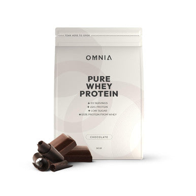 OMNIA Pure Whey Protein Powder Nutrition Low Carbs and Low Sugar Muscle Building Powder Over 22G Protein Per Serving 33 Servings - 1 KG - Chocolate