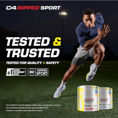 C4 Ripped Sport Pre Workout Powder Arctic Snow Cone - NSF Certified for Sport + Sugar Free Preworkout Energy Supplement for Men & Women - 135mg Caffeine + Weight Loss - 30 Servings