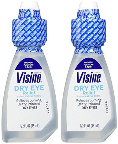 Visine Dry Eye Relief Lubricant Eye Drops 2 X 0.5 Oz (6 Pack)