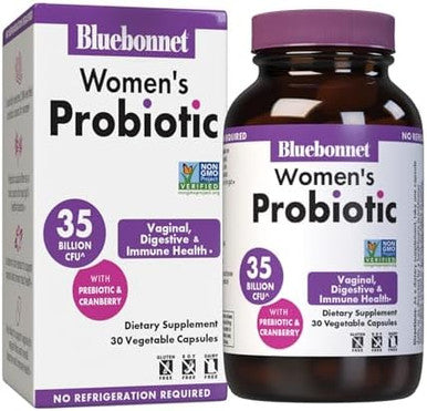 Bluebonnet Nutrition Women'S Probiotic 35 Billion Cfu Shelf Stable Urinary Tract Vaginal Ph Digestive Immune Prebiotic And Cranberry Nongmo Of Dairy Gluten & Soy 30 Servings