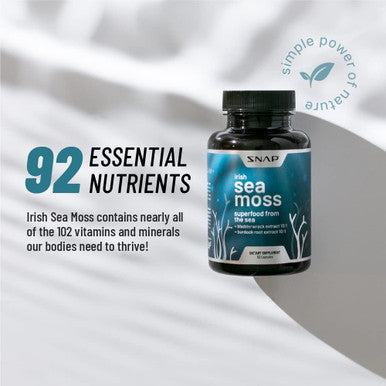 Irish Sea Moss Capsules w/Bladderwrack Burdock Root Iodine Energy Support Seamoss Supplement to Elevate Mood Strengthen Immunity Digestion ReSkin Tone Seamoss Pills 60 Capsules