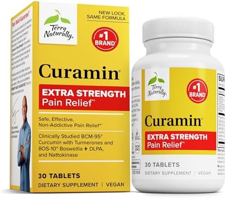 Terry Naturally Curamin Extra Strength Curcumin & Boswellia Supplement For Healthy Circulation Support Turmeric Supplement To Support Joints Muscle Health & Endorphin Production 120 Tablets