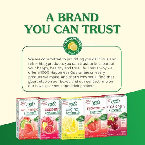 True Citrus TRUE LIME Black Cherry Limeade Drink Mix (10 Packets) No Artificial Sweeteners Low Calorie Water Flavor Packets & Water Enhancer with Stevia