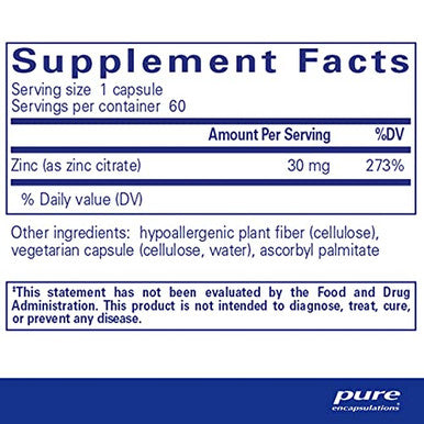 Pure Encapsulations Zinc citrate 60 vcaps