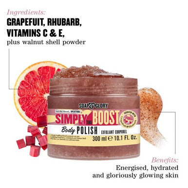 Soap & Glory Simply The Boost Exfoliating Body Scrub - Smoothing & Buffing Body Scrub - Body Polish With Vitamin B5 Vitamin C & Vitamin E (300Ml)
