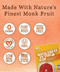 Monk Fruit In The Raw, Natural Monk Fruit Sweetener, Sugar-Free, Gluten Free, Zero Calorie, Vegan Sugar Substitute, 40 Count Packets (Pack of 4)