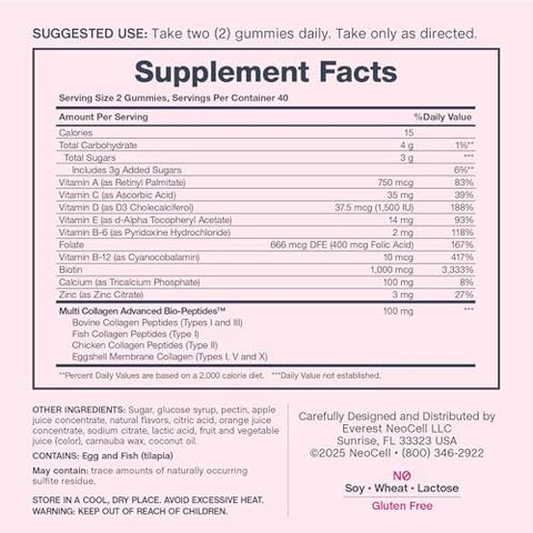 Neocell Womens Multivitamin Gummy 80 Gummies Multi With Advanced Collagen With Essential Minerals Berry Flavor