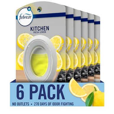 Febreze Kitchen Air Freshener Odor-Fighting Plug In Alternative Air Fresheners For Home And Bathroom And Kitchen Closet Air Fresheners Fresh Lemon Scent 6 Count
