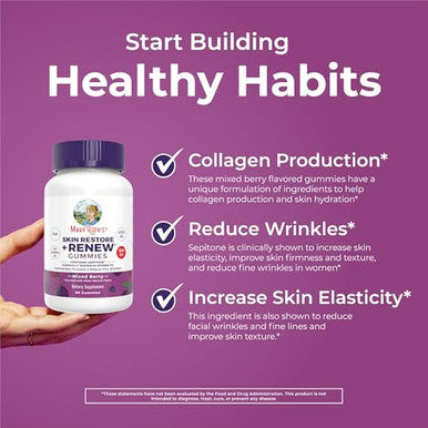 Maryruth's Skin Restore + Renew Gummies With Hyaluronic Acid 60 Gummies
