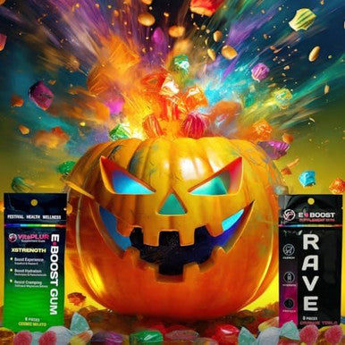 Vitaplur E-Boost Gum, 10 Packs, Rave Supplement, Festival Wellness, Magnesium, Rave Vitamins, Rave Gear, Antioxidants & Electrolytes, 5-Htp Free, Cosmic Mojito