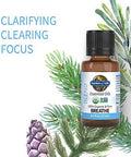 Garden Of Life Essential Oils 100 Organic & Pure Rosemary Black Spruce & Fir Balsam Essential Oil - Breathe Blend For Diffusers Home Skin & Body Care Clarifying Clearing Focusing 0.5 Fl Oz
