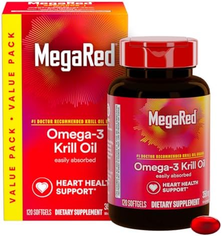 Megared 350Mg Omega 3 Supplement With Epa/Dha Astaxanthin & Phospholipids No Fish Oil Aftertaste Supports Heart Brain Joint And Eye Health 120 Count Softgels (2 Pack)