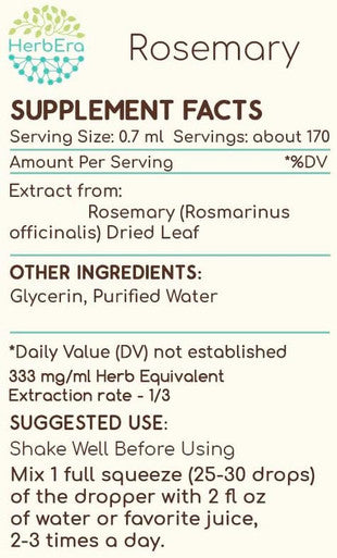 Rosemary B120 (2pcs) Alcohol-Free Herbal Extract Tincture, Concentrated Liquid Drops Natural Rosemary (Rosmarinus Officinalis) Dried Leaf (2x4 fl oz)