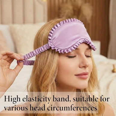 Axafazup Pure Soft Silk Sleep Mask Light Blocking Eye Mask With Upgraded Nose Pad Breathable Blindfold With Elastic Strap For Women Girls Includes Travel Pouch Ideal For Night Sleep Travel (Purple)