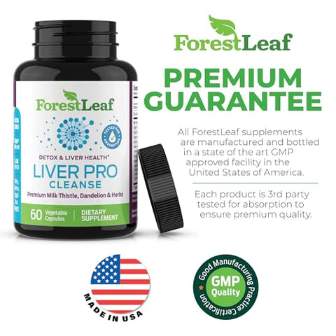 Forestleaf Liver Cleanse Detox & Repair - Fatty Liver Repair Detox Complex Supplement W/Choline Zinc Milk Thistle Dandelion Root Turmeric Burdock Artichoke - Liver Support Supplement 60 Caps