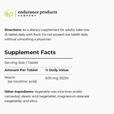Endur-Acin, Extended Release Niacin For Optimal Absorption & Low-Flush Vitamin B3 Niacin 500Mg, Premium Niacin Supplement Made In Usa, 200 Tablets