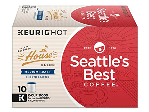 SeattleÃƒÂ¢Ã¢â€šÂ¬Ã¢â€žÂ¢s Best Coffee K-Cup Pods, House Blend Medium Roast, Smooth Roasted Ground Coffee K-Cups for Keurig Brewers, 10 CT K-Cup Pods/Box (Pack of 3 Boxes)