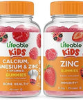 Lifeable Calcium Magnesium & Zinc Kids + Zinc Kids Gummies Bundle Great Tasting Vitamin Supplement Gluten Gmo Chewable Gummy