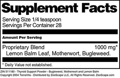 Terravita Thyroid Support Powder - Bugleweed Motherwort And Lemon Balm (1 Oz Zin: 511180)