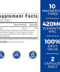 10 in 1 Magnesium Complex 120 Vegan Capsules and Probiotics for Men 70 Billion CFU 15 Strains