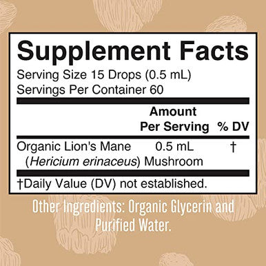 Maryruth's Lions Mane Mushroom Supplement 1 Fl Oz 1180Mg