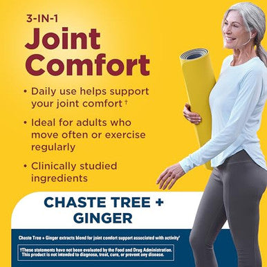 Nature Made 3-In-1 Joint Comfort Capsules Chaste Tree Ginger & Boswellia Joint Supplements For Men And Women 30 Capsules 30 Day Supply