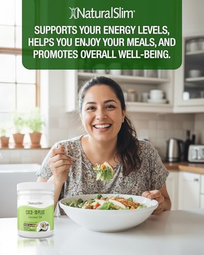 NaturalSlim Coconut Oil with CoQ10 - MCT Oil Organic Coconut Oil for Baking, Mixing with Shake, Smoothies, Coffee, or Ingest Directly - Boost Energy, Metabolism and Immune System Fresh Flavor