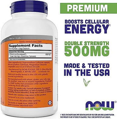 Now Foods Lcarnitine 500 Mg 240 Veg Caps (Pack Of 2)