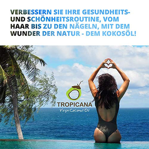 Tropicana Virgin Coconut Oil USDA Organic 8.45 fl. oz. Whole Kernel Cold-Pressed Coconut Oil Hexane-Free Not-Hydrogenated Great for Hair & Skin with Delicious Light Coconut Flavor & Aroma